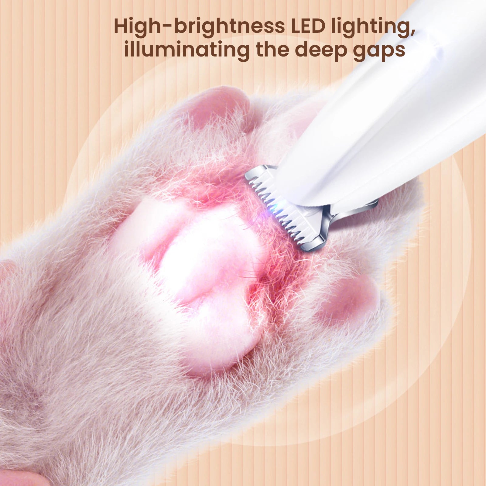Rechargeable Pet Paw Trimmer with LED Light – Waterproof Grooming Clippers